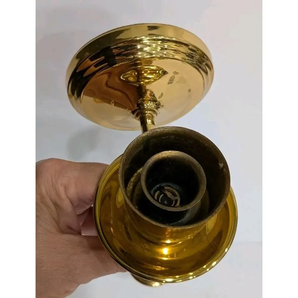 One Vintage Brass Single Wall Candlestick Sconce Taper Holder 9.5